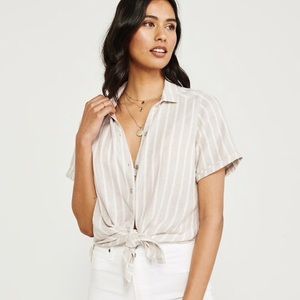 Abercrombie & Fitch Linen Shirt- front tie xs